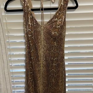 Faux Snake Skin Gold Dress